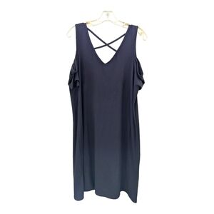 August Silk Black cold shoulder strappy chest dress Size XL
